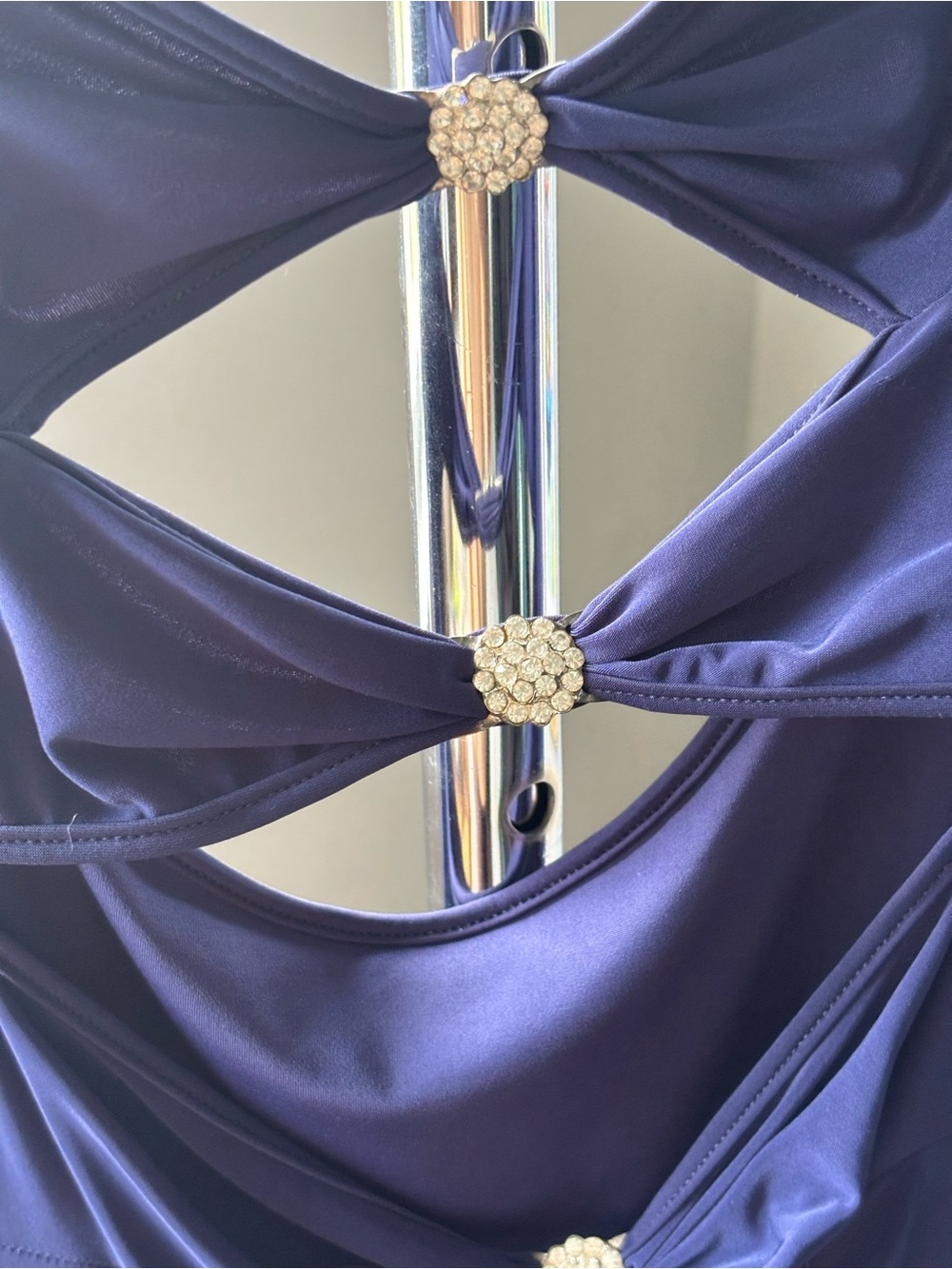Elegant Blue 3/4-Sleeve Back-Detail Dress - dance competition dress - Picture 3 of 3